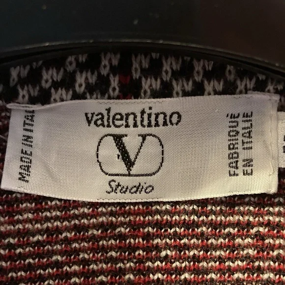 Valentino Women 100% Wool Houndstooth Knit Cardigan Jacket Bomber, size 40/6 US - Picture 10 of 12